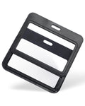 Uniclife 3 Pack Sliding Badge Holder With Double-Sided Windows Horizontal Plastic Case Black Card Protector Pouch For Office Sch