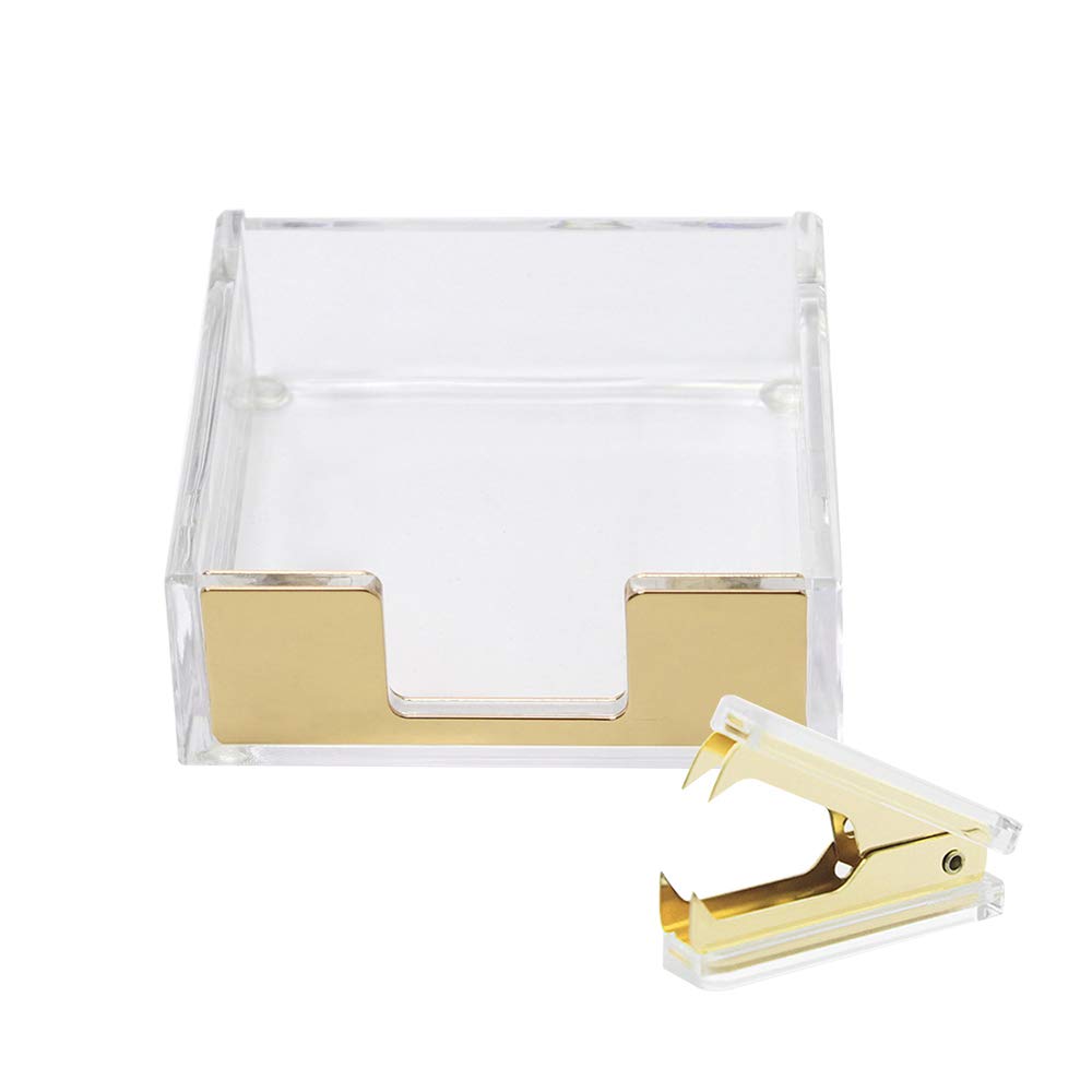 Multibey Clear Acrylic Desktop Set Self-Stick Note Holders & Staple Removers Tool Memo Pad Holder Dispenser Office School Suppli