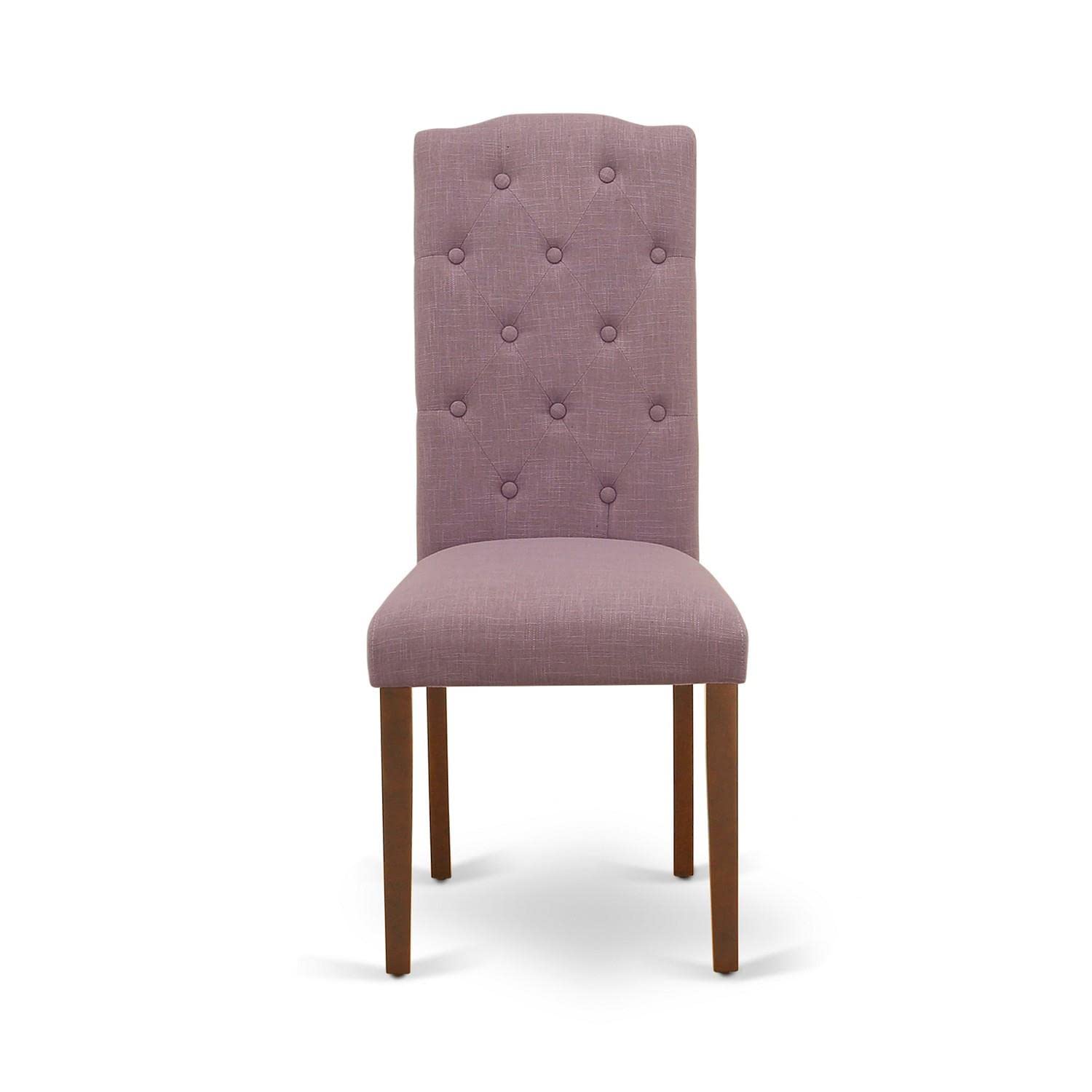 East West Furniture Cep3T10 Celina Parson Kitchen Chairs - Button Tufted Dahlia Linen Fabric Upholstered Dining Chairs, Set Of 2, Mahogany