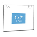 Niubee 6 Pack 5X7 Clear Acrylic Sign Holder,Horizontal Wall Mount Sign Holder Plastic Picture Frames For Paper.