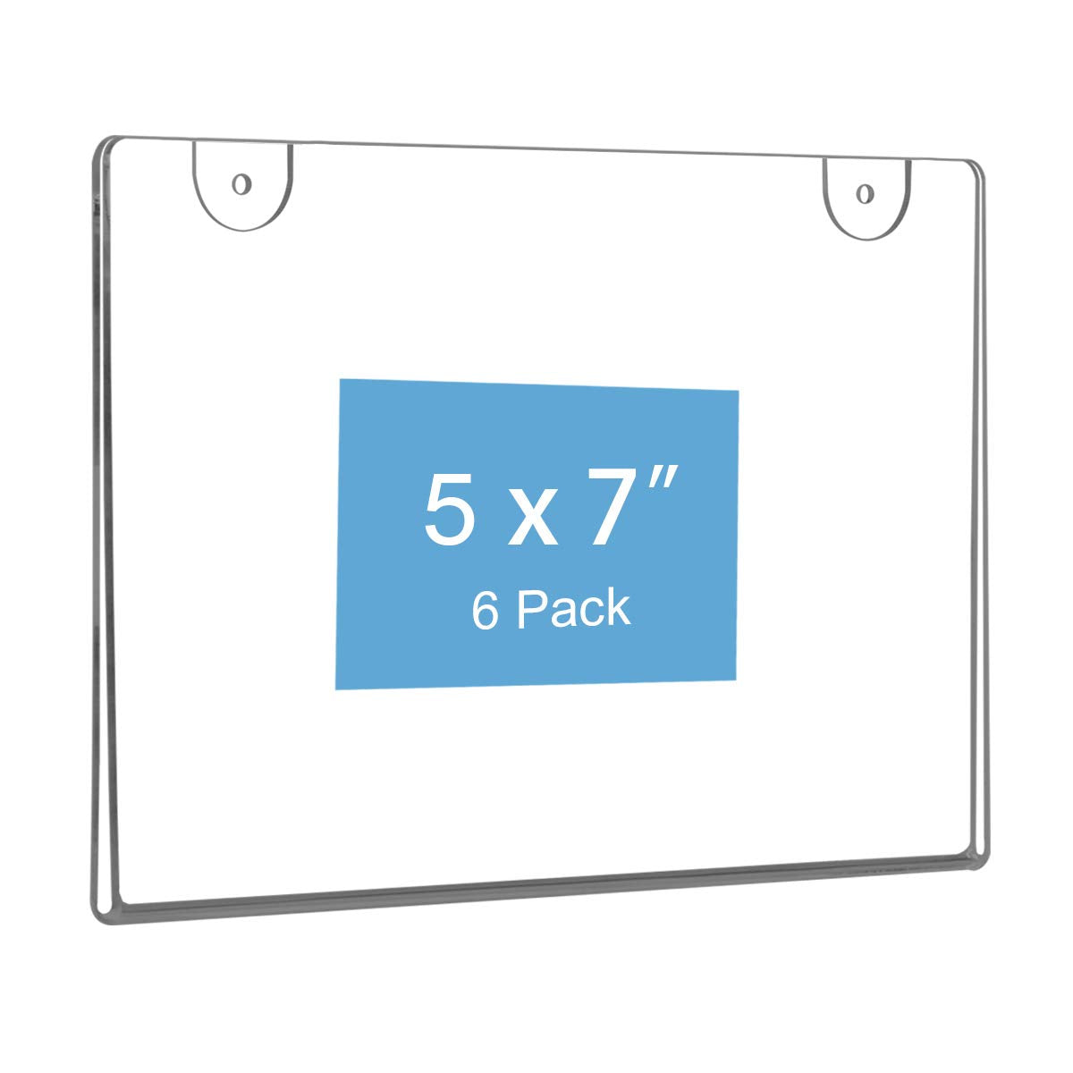 Niubee 6 Pack 5X7 Clear Acrylic Sign Holder,Horizontal Wall Mount Sign Holder Plastic Picture Frames For Paper.