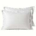 Huesland 220 Tc Satin Stripe Soft Microfiber Pillow Cover Set Of 2 Pcs  White