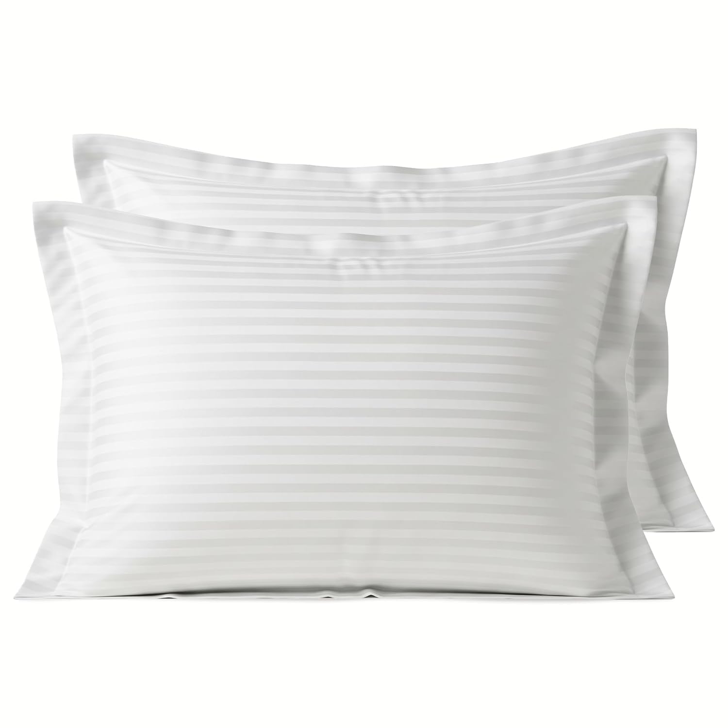 Huesland 220 Tc Satin Stripe Soft Microfiber Pillow Cover Set Of 2 Pcs  White