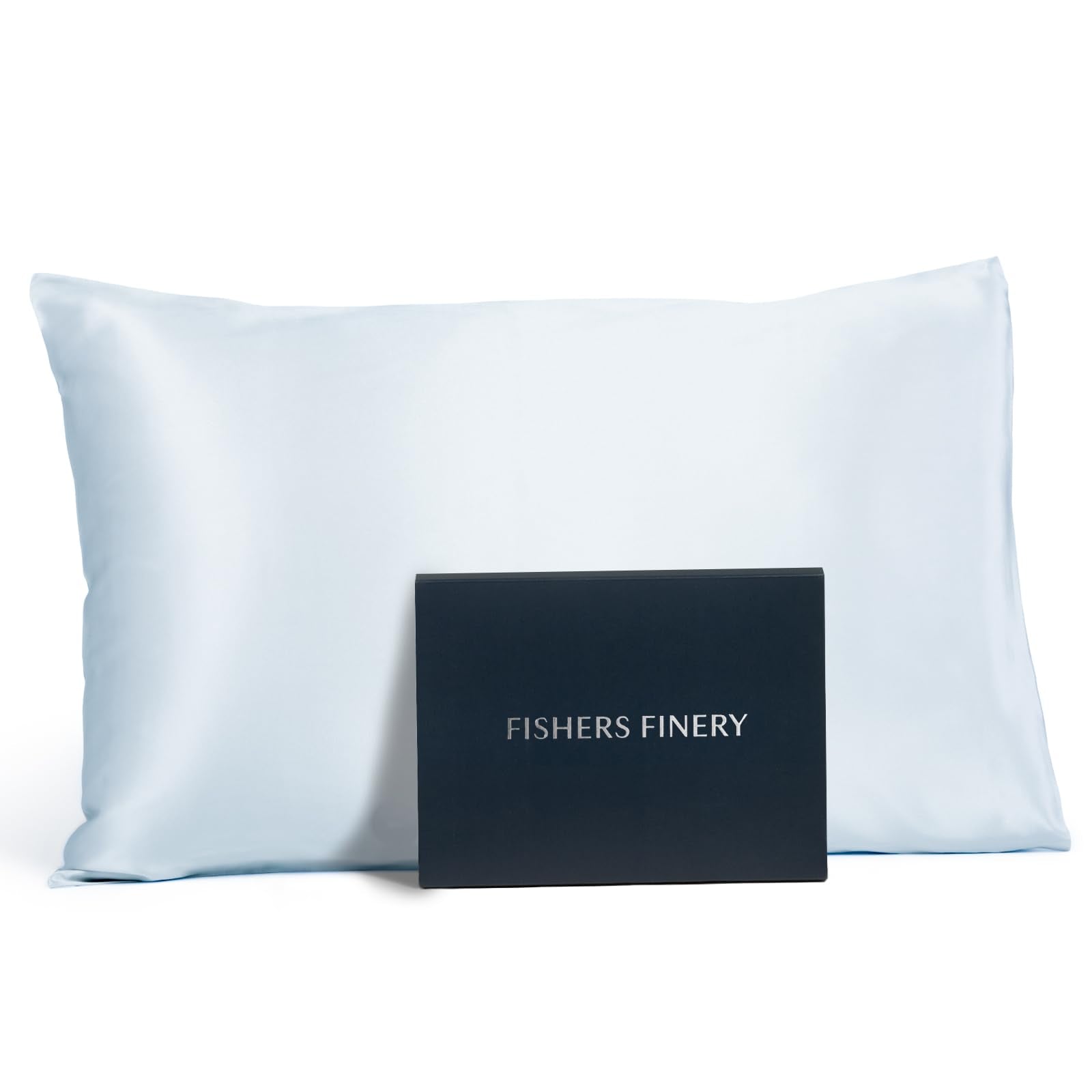 Fishers Finery 25Mm 100% Pure Mulberry Silk Pillowcase, Good Housekeeping Winner (Blue, King)