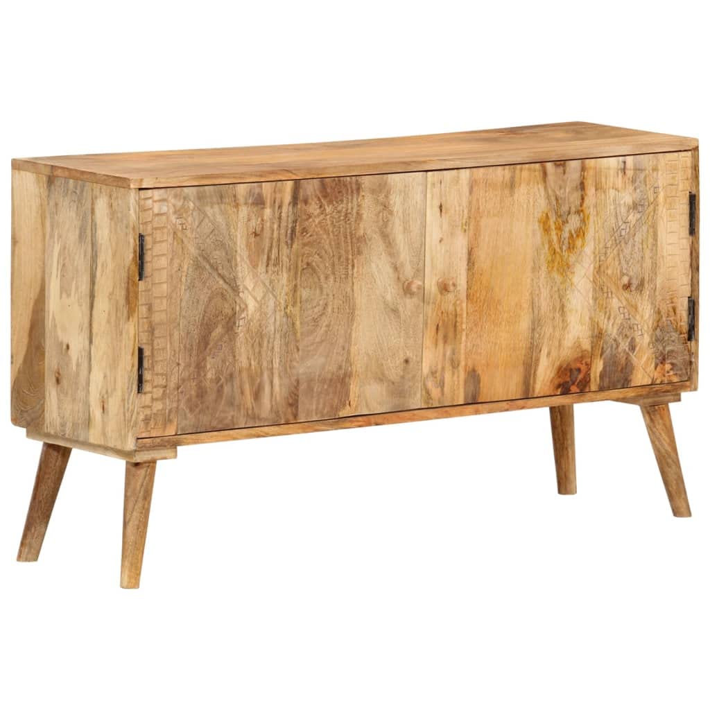 vidaXL Sideboard - Farmhouse-Style Solid Mango Wood Sideboard with Carved Pattern and Ample Storage Space