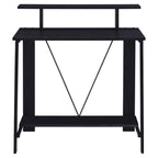 Acme Nypho Wooden 2 Shelves Writing Desk With Metal Frame In Black