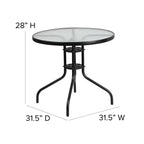Flash Furniture Bellamy 31.5'' Round Tempered Glass Metal Table