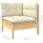 vidaXL Solid Pinewood Patio Lounge Set - 6 Piece Outdoor Furniture with Cream Cushions, Comfortable Corner Sofa Design, Easy Assembly, Customizable Configuration