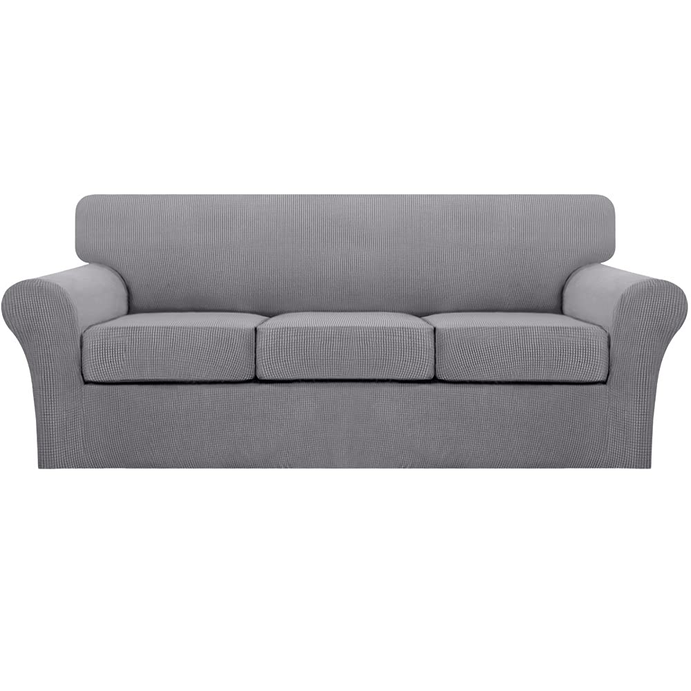 4 Piece Sofa Covers For 3 Cushion Couch Sofa Slipcover Soft Couch Cover For Dogs-Washable Sofa Furniture Covers With 3 Individual Cushion Covers, Feature Jacquard Fabric(3 Cushion Sofa, Dove)
