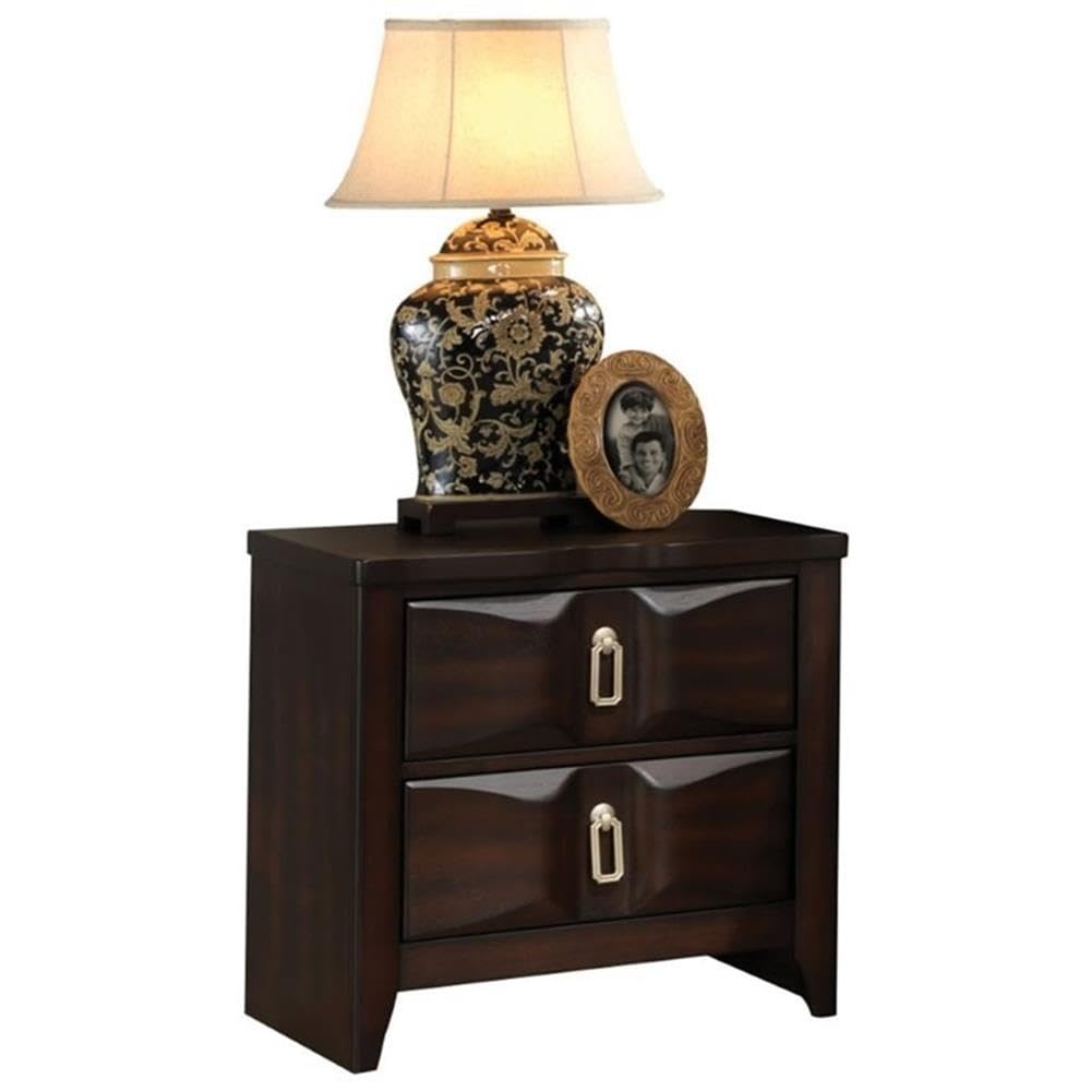 Acme Lancaster Square 2 Drawers Nightstand In Espresso