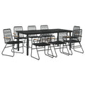 vidaXL 9 Piece Patio Dining Set Black PVC Rattan