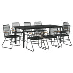 vidaXL 9 Piece Patio Dining Set Black PVC Rattan