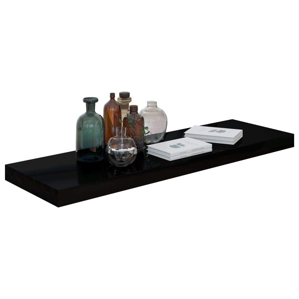 vidaXL Floating Wall Shelf High Gloss Black 31.5&quot;x9.3&quot;x1.5&quot; MDF