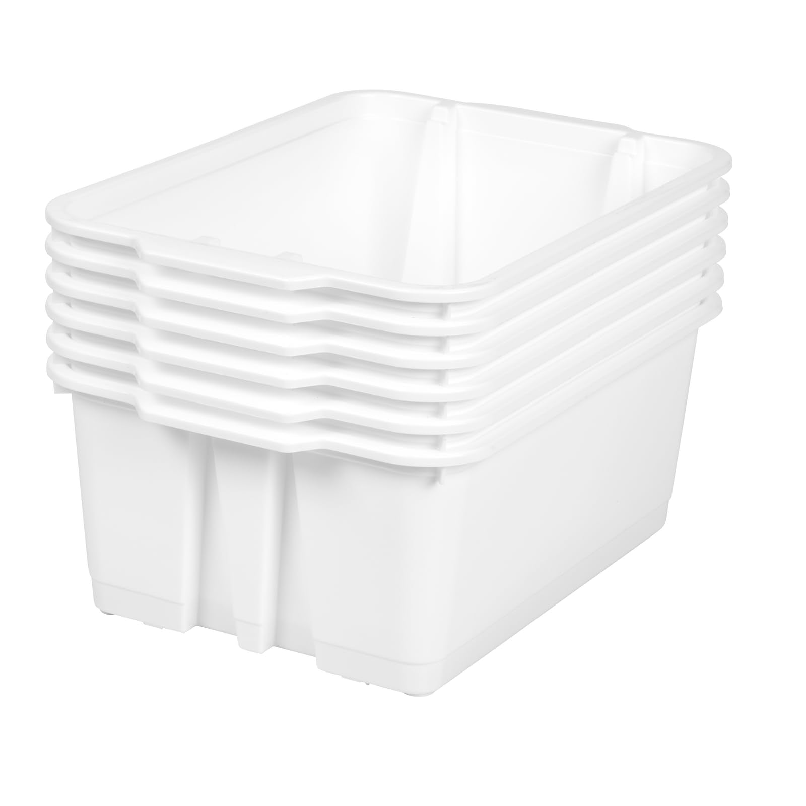 Really Good Stuff Stacking Bins, 14' X 10' X 5 .75' - 6 Pack, White, Stackable Storage Plastic Bins For Classroom Organizatio