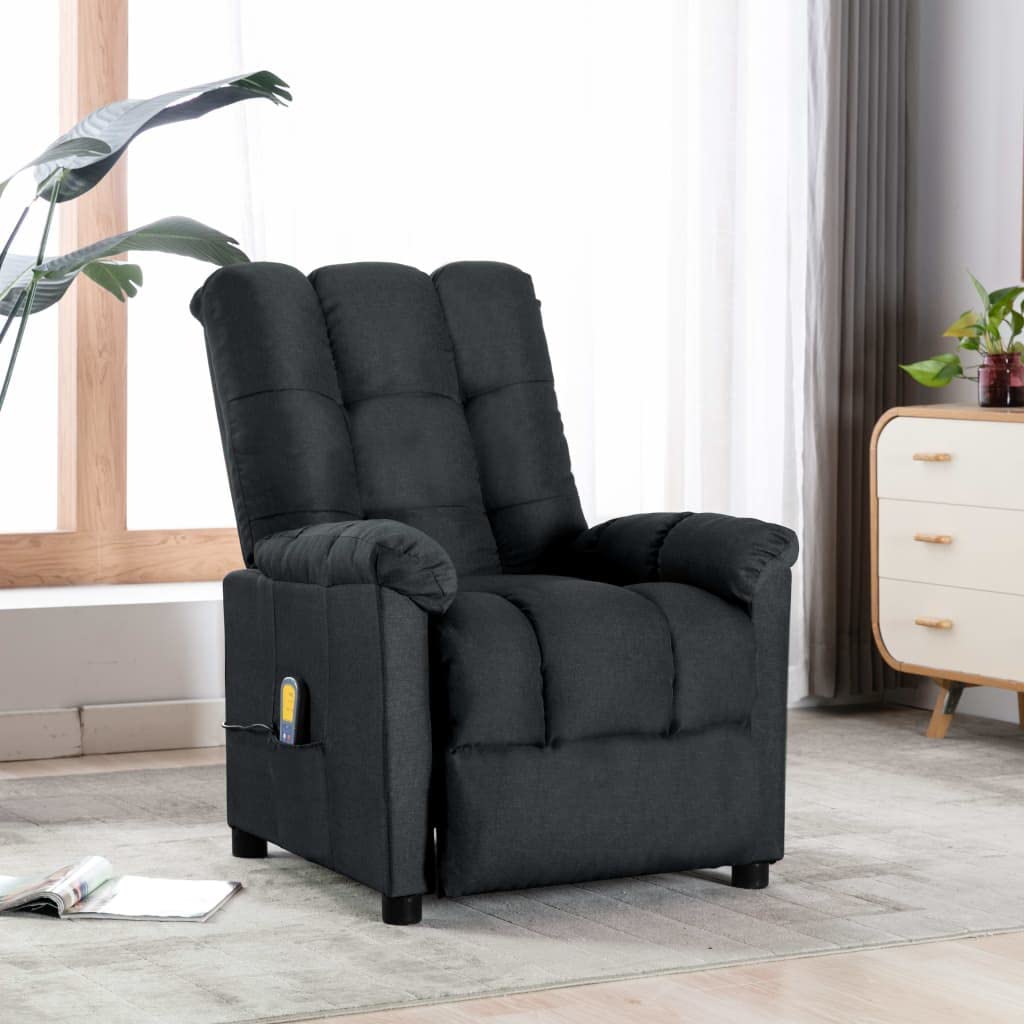 Vidaxl Massage Recliner Dark Grey Fabric