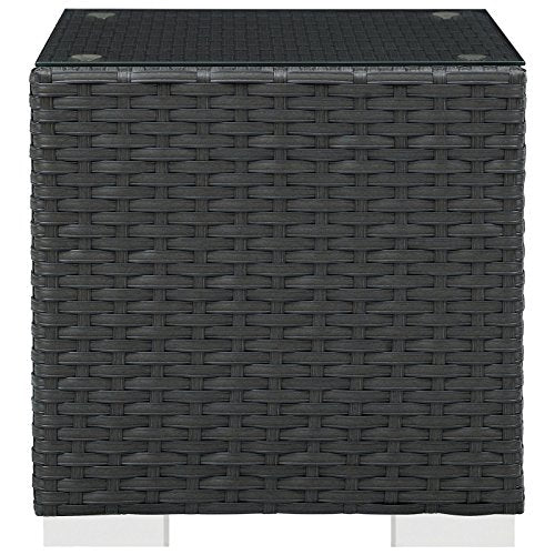 Modway Sojourn Wicker Rattan Outdoor Patio Side End Table in Chocolate