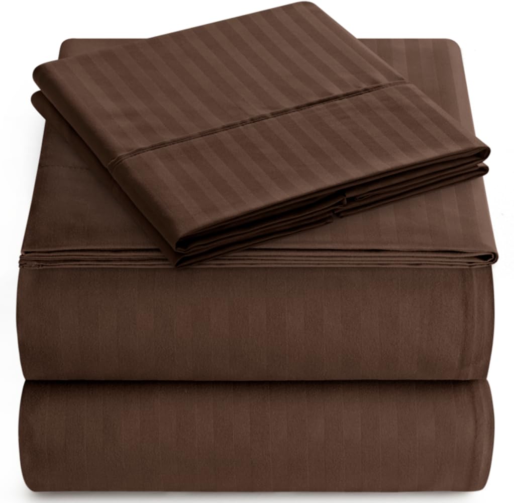 Queen Italian Prestige Collection Striped Bed Sheet Set - 1800 Luxury Soft Microfiber Deep Pocket 4-Piece Bedding Set - Wrinkle,