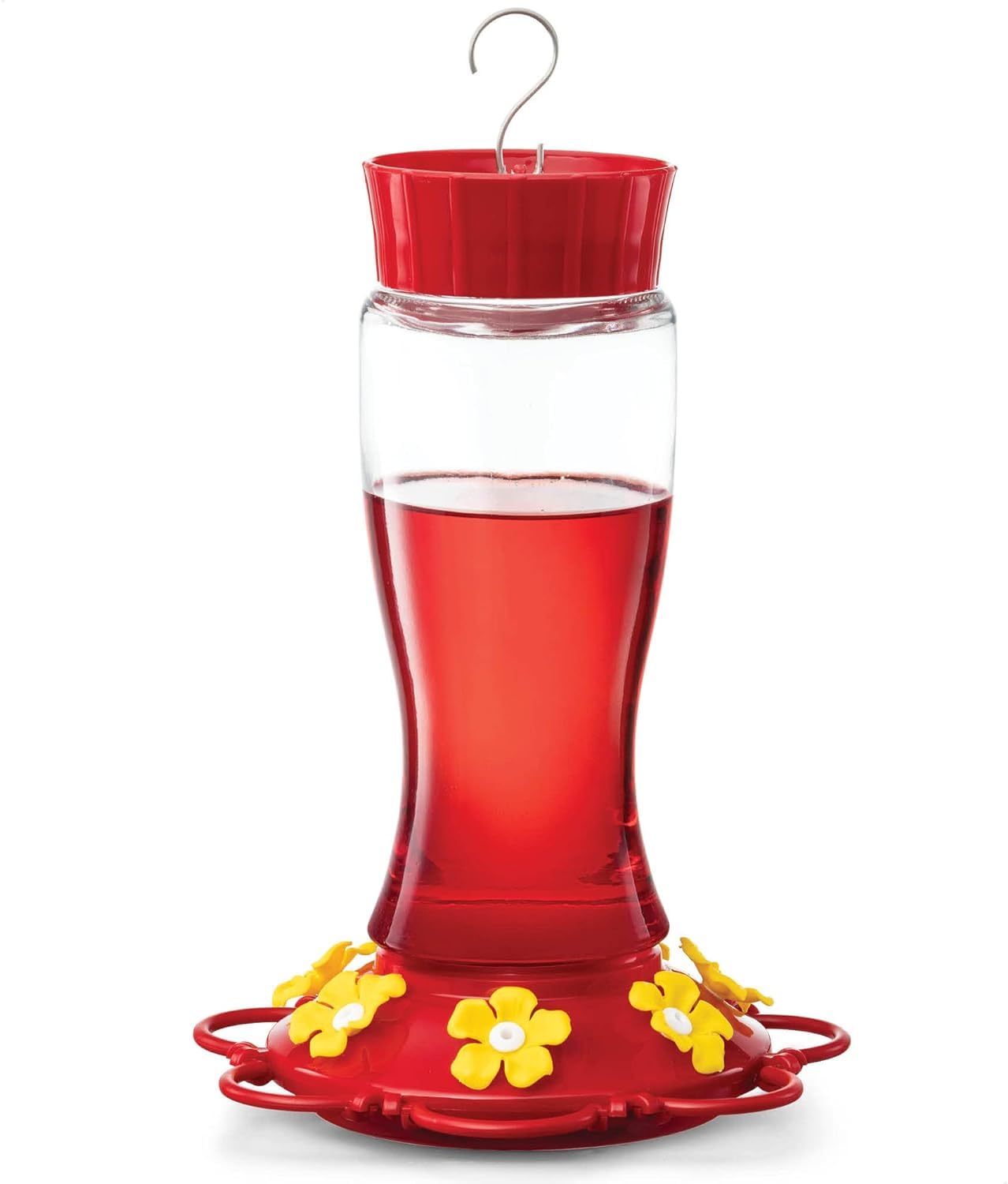 Hummingbird Feeder 20 Oz. Glass Hummingbird Feeders For Outdoors, With Built-In Ant Guard - Circular Perch With 5 Feeding Ports