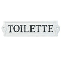 Sungmor Heavy Duty Cast Iron Door Toilet Sign - White Plaque Bathroom Sign Wall Decor - Decorative Restroom Sign For Home, Offic