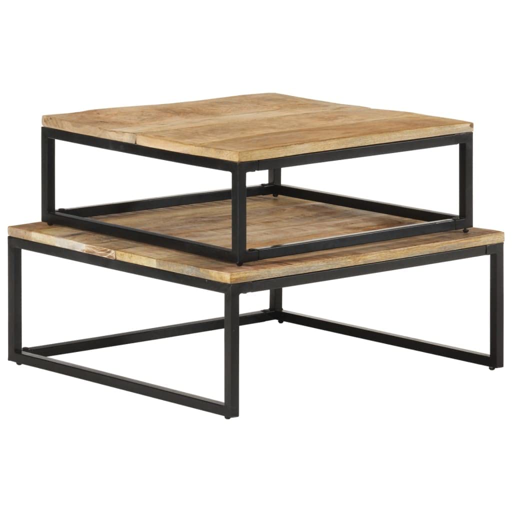 Nesting Coffee Tables 2 pcs Solid Mango Wood - Thumbnail 2