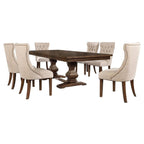 Best Quality Furniture 7Pc Dining Set (1 Table + 6 Chairs), Walnut, Beige