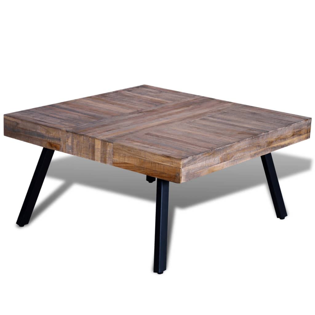 vidaXL Coffee Table Square Reclaimed Teak Wood - Thumbnail 4
