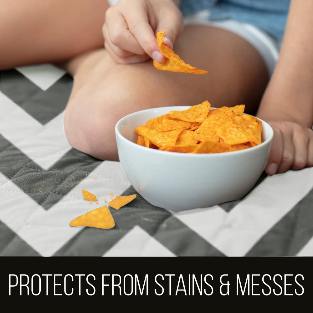 Sofa Shield Patented Couch Slip Cover, Large Cushion Protector, Reversible Stain And Dog Tear Resistant Slipcover, Quilted Microfiber 62” Seat, Washable Covers For Dogs Pets Kids, Chevron Gray