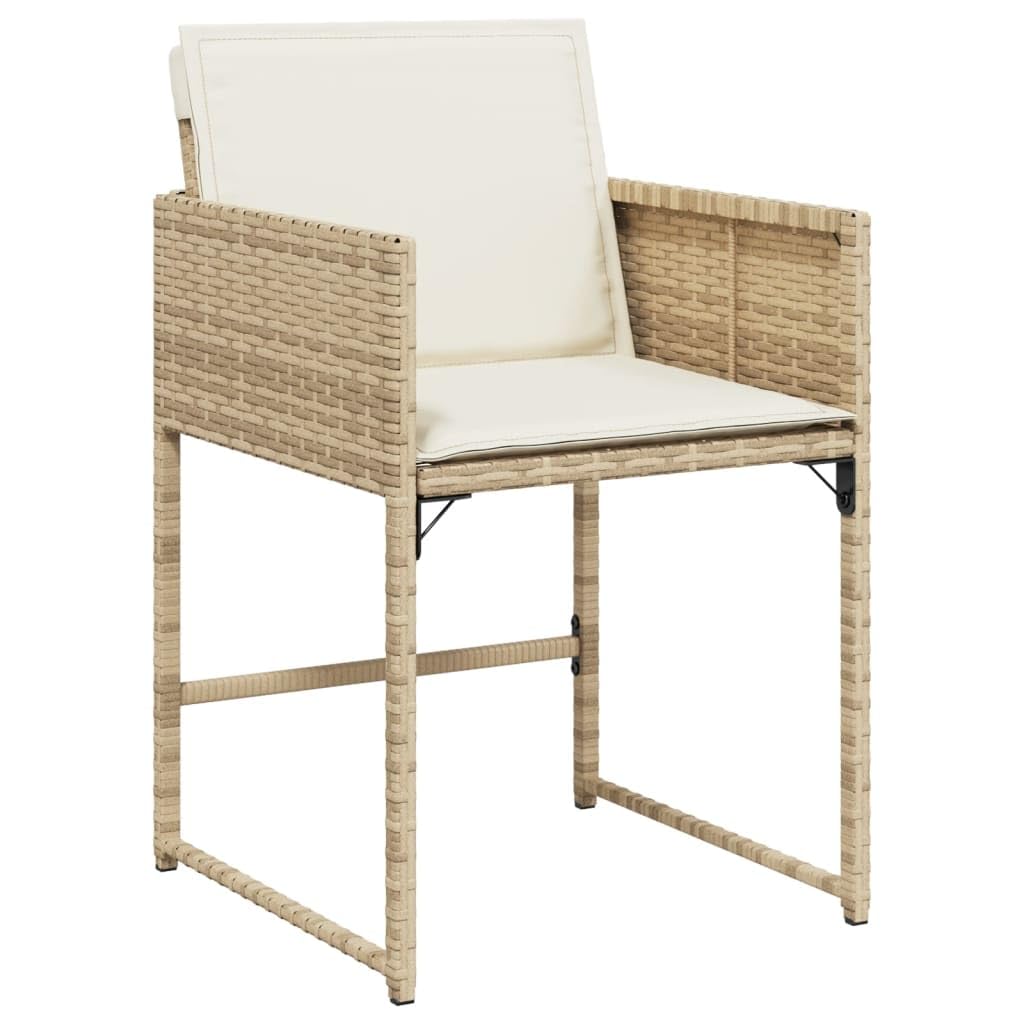 vidaXL Patio Chairs - Cushions Included, Beige Poly Rattan, Outdoor Furniture, 4-Piece Set - Compact Foldable Chairs with Removable Covers