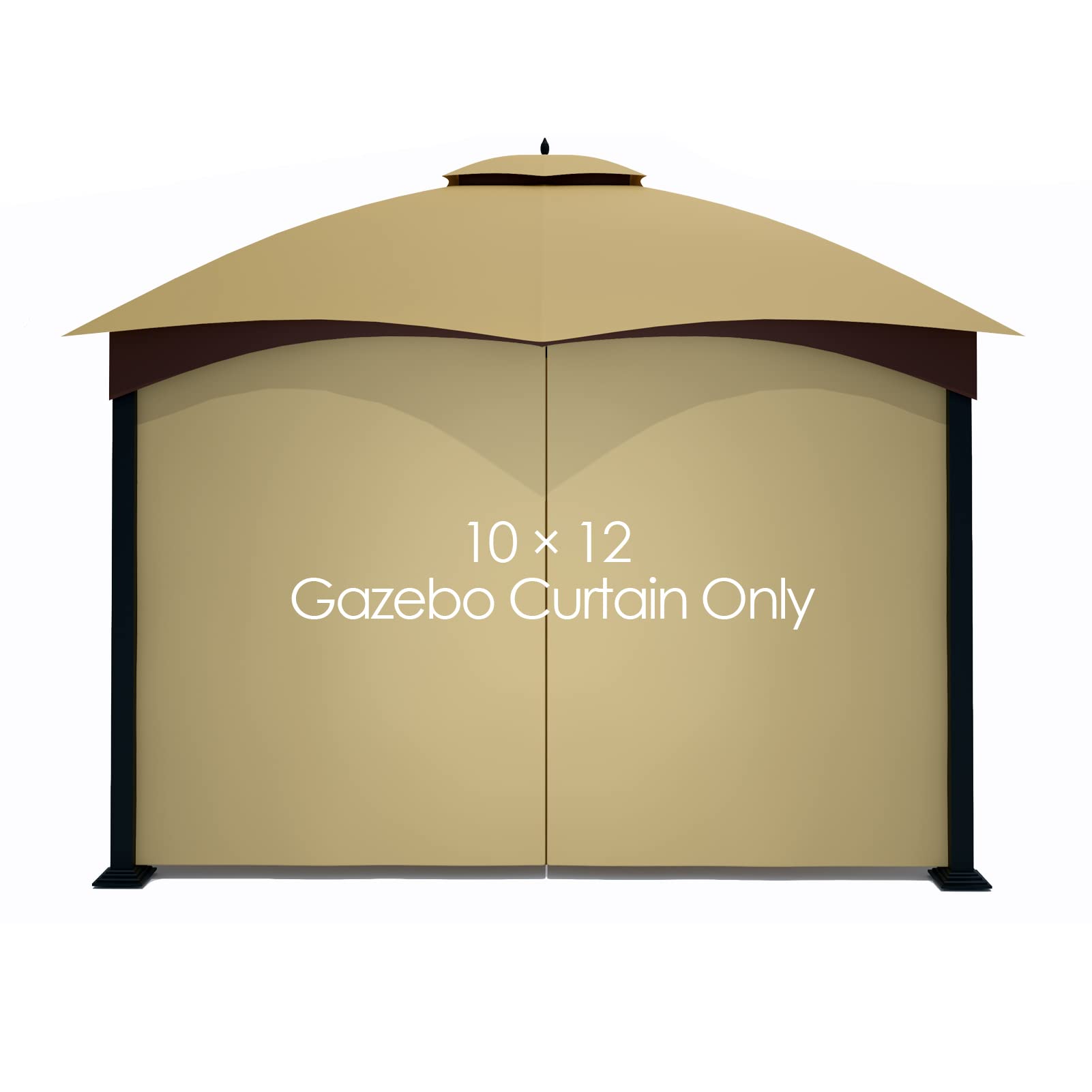 Tanxianzhe Gazebo Replacement Privacy Curtain With Zipper Outdoor Universal Privacy Panel Sidewall For 10' X 12' Gazebo (Khaki)