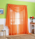 3 Piece Sheer Panel (2 Pieces 58 x 84) and Scarf Window (1 Pieces 37 x 216) Curtain Combo Set (Orange)