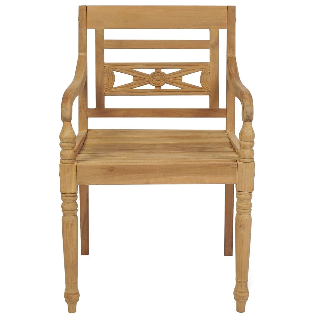 vidaXL 6X Solid Teak Wood Batavia Chairs Outdoor Patio Balcony Backyard Terrace Lounge Dinner Dining Seating Wooden Yard Home Furniture