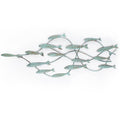 Adeco DN0004 Decorative Distressed Blue Iron School of Fish Wall Hanging Accents Decor Widget, Blue
