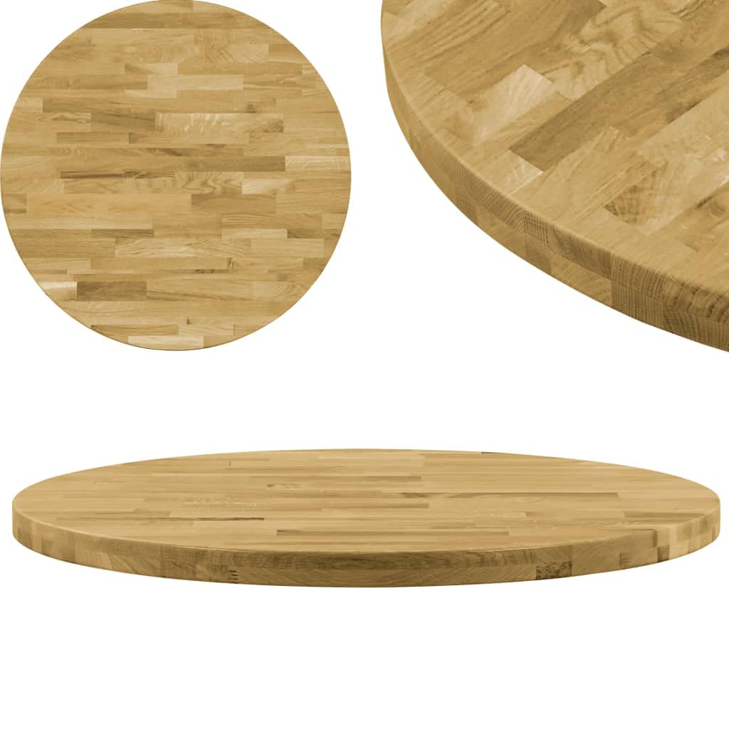 Famirosa Round Table Top Solid Oak Wood, One-Piece Rustic Dining Table Panel, Classic Wood Tabletop For Dining Table, Coffee Table Indoor Use Desktop Home Furniture Accessories 1.7&quot;/23.6&quot;