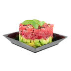 3.9 x 3.9 Inch Party Plates, 20 Disposable Appetizer Plates - Elegant, Square, Black Plastic Serving Plates, Durable, For Weddin
