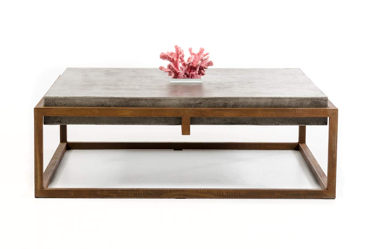 HomeRoots Concrete, Metal Modern Concrete Coffee Table