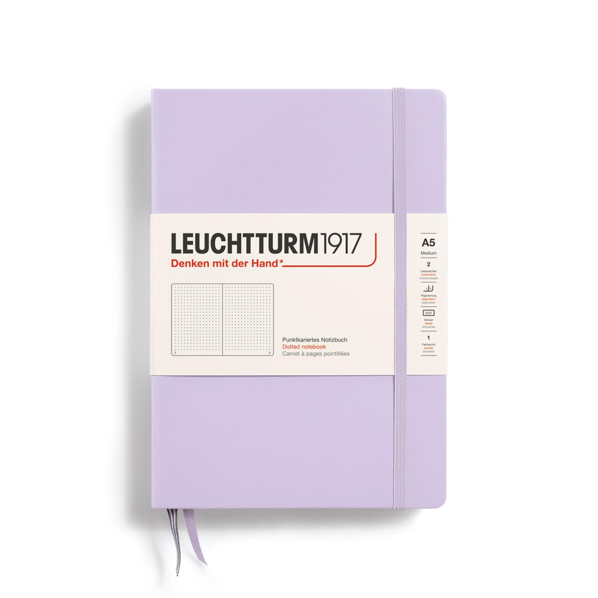 Leuchtturm1917 - Notebook Hardcover Medium A5-251 Numbered Pages For Writing And Journaling (Lilac, Dotted)