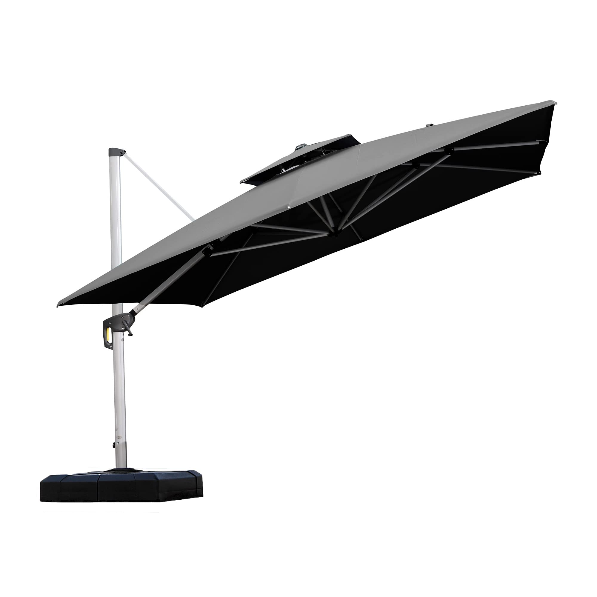 Purple Leaf 11 Feet Double Top Deluxe Square Patio Umbrella Offset Hanging Umbrella Outdoor Market Umbrella Garden Umbrella, Bla