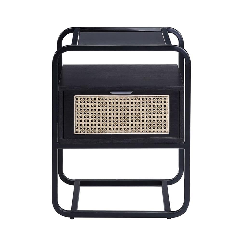 Acme Furniture Metal Frame Nightstand with One Drawer, Black