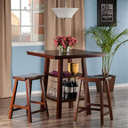 Ergode Obsidian 3-Piece Counter Table Set | Sleek Design | Black Veneer Top | Easy Assembly | 2 Black Square-Leg Stools | (94308-VV)