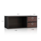 Furinno Wall-mounted Storage Shelf with 2 Bin Drawers, Espresso/Brown