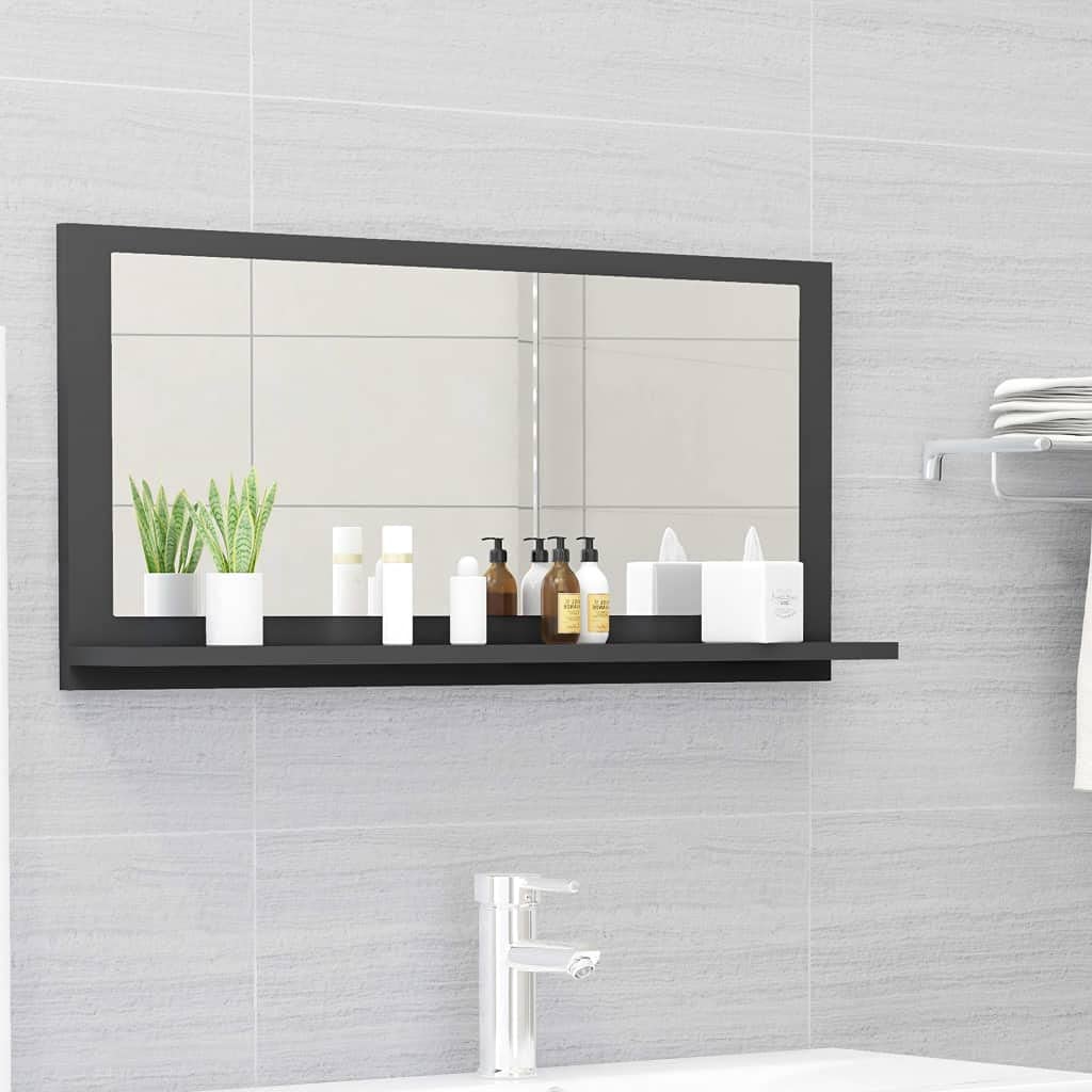 Bathroom Mirror Gray 31.5&quot;x4.1&quot;x14.6&quot; Engineered Wood