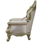 Acme Gorsedd Chair with 1 Pillow in Cream Fabric and Golden Ivory