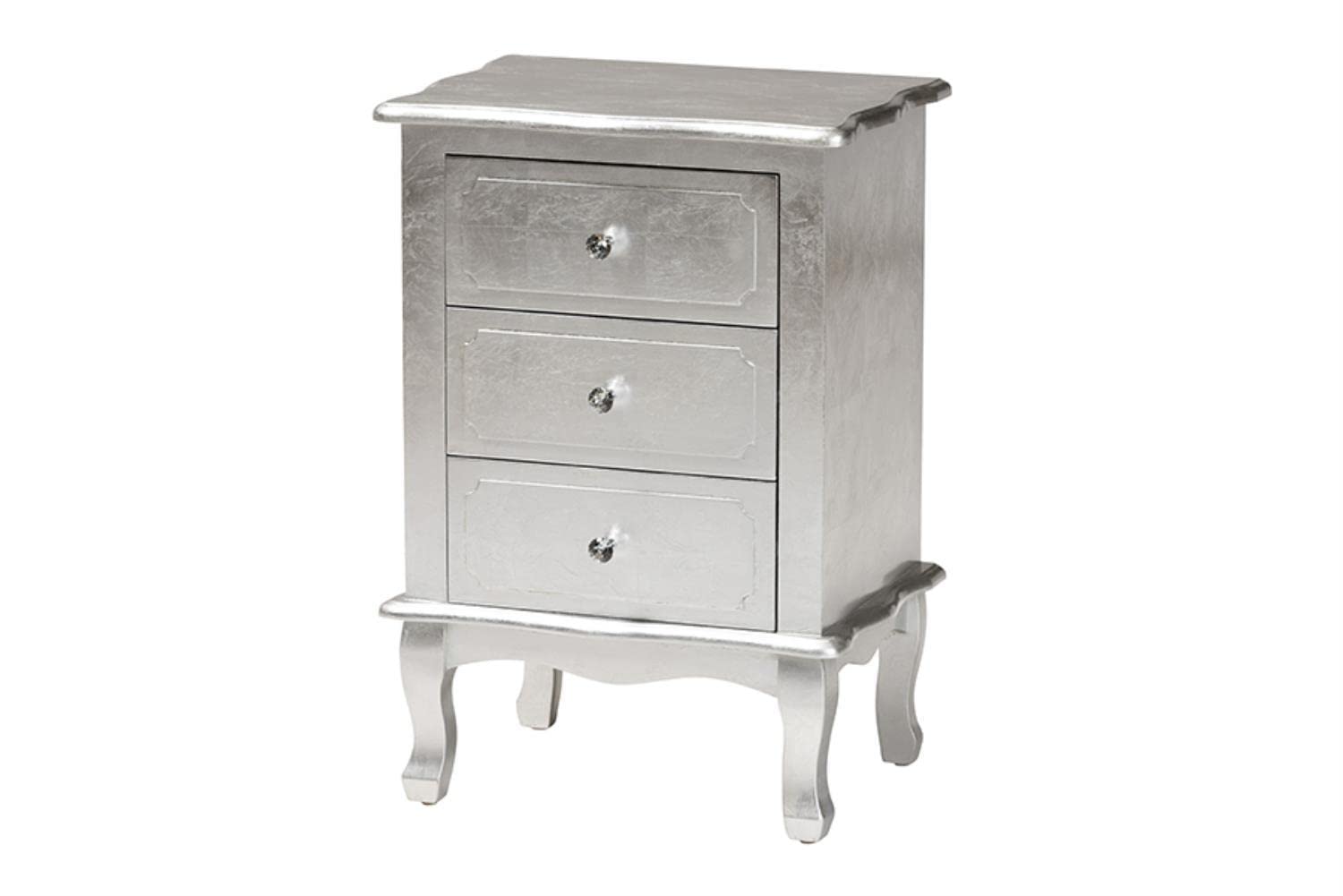 Baxton Studio Newton Silver Finished Wood 3-Drawer End Table
