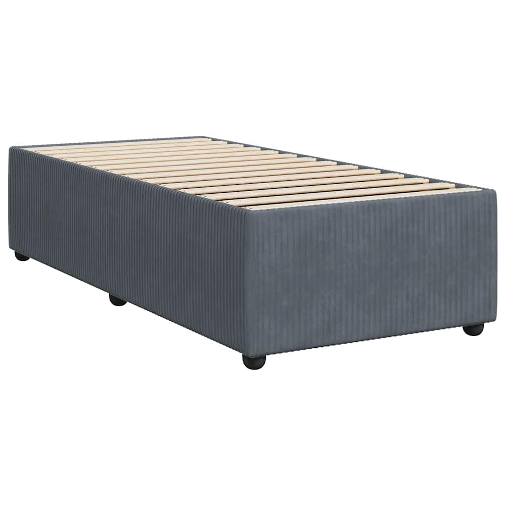 vidaXL - Twin Velvet Upholstered Bed Frame/Dark Gray Mattress Base with Slats/Sturdy Bedroom Furniture for Ultimate Comfort