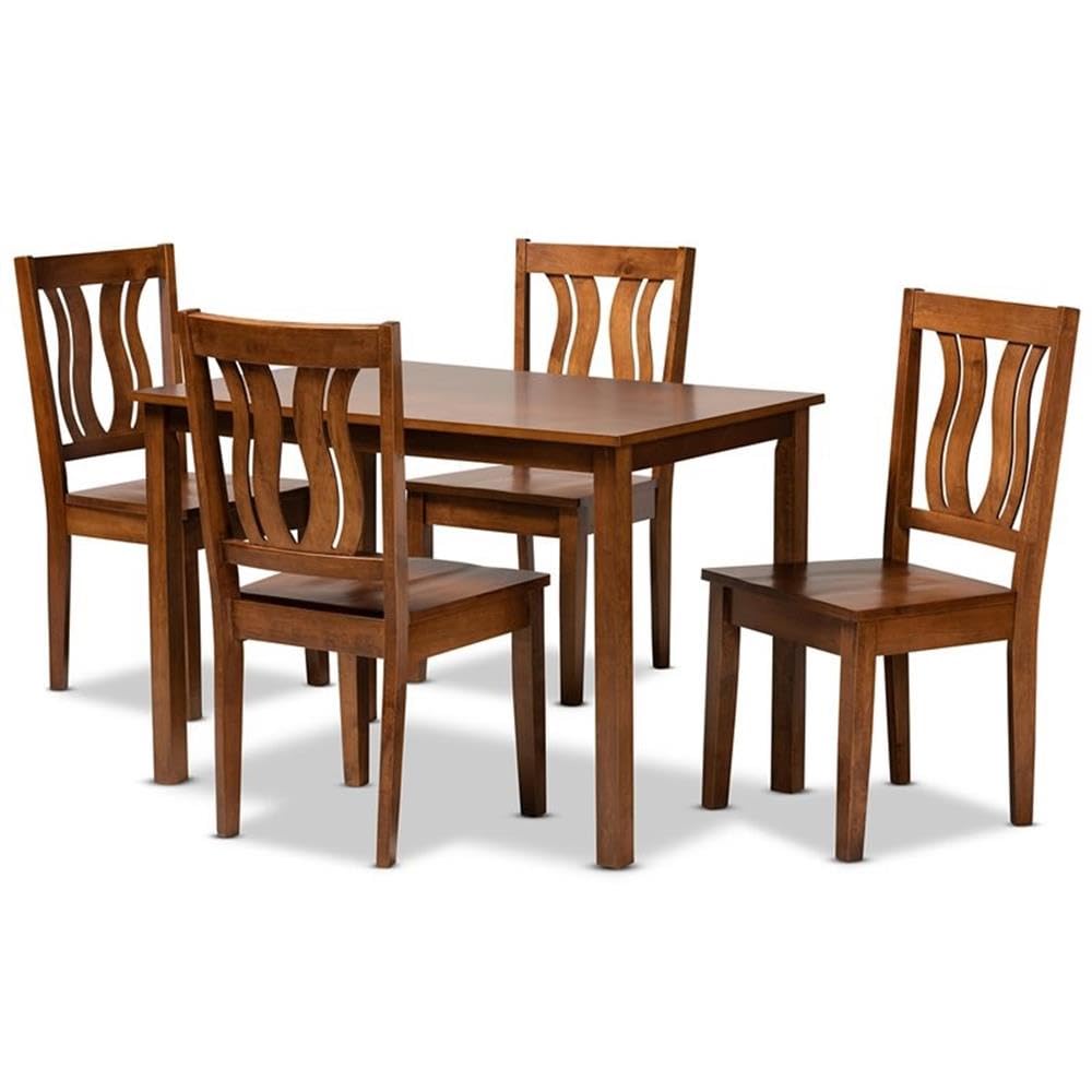 Baxton Studio Zamira Modern and Contemporary Transitional Walnut Brown Finished Wood 5-Piece Dining Set