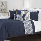 Rizzy Home | Bq4709 | Polyester Quilt | 106"X92" Blue/Neutral/ Solid