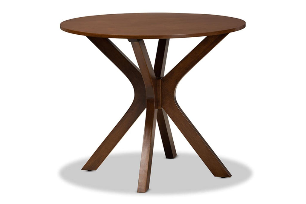 Baxton Studio Lore Modern and Contemporary Grey Fabric Upholstered and Walnut Brown Finished Wood 5-Piece Dining Set