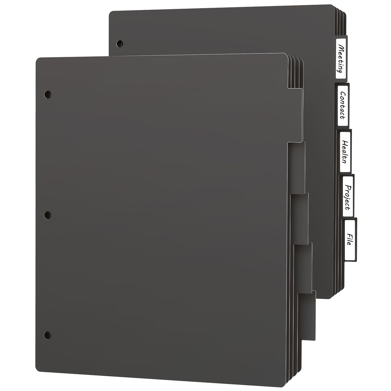 Habgp 3 Ring Binder Dividers With 5-Tabs, 2 Pack 5 Binder Dividers, Letter Size Write & Erase Plastic Index Binder Black, 1/5 Cu