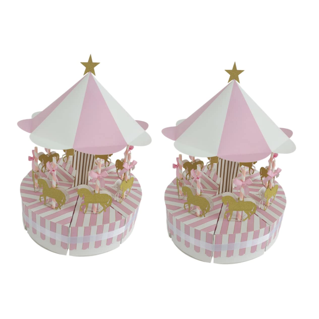 GOOHOCHY Vintage Carousel Candy Boxes Wedding Favor Paper Treat Boxes for Party Crafts Easy Assembly 11X11X13 Inch Packaging