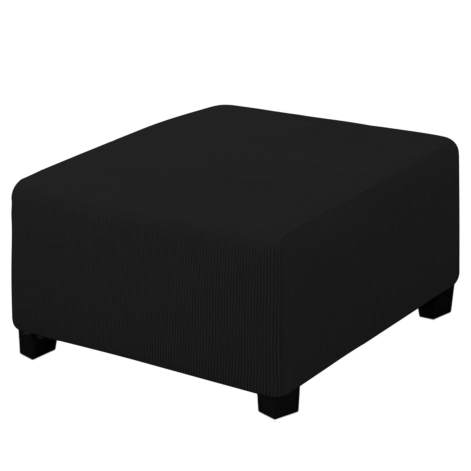 Easy-Going Stretch Square Ottoman Cover Folding Storage Stool Furniture Protector Soft Rectangle Slipcover With Elastic Bottom (30X30X15Inch, Grey)